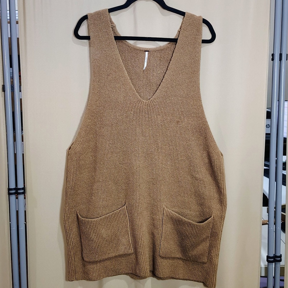 Free People V-Neck Sweater Dress Women S Oversize Chunky Pockets Boho Festival